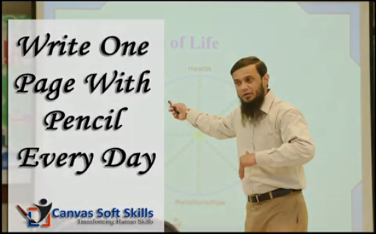 Write One Page With Pencil Every Day by Subhan Sharif, Founder & Lead Trainer  - Canvas Soft Skills